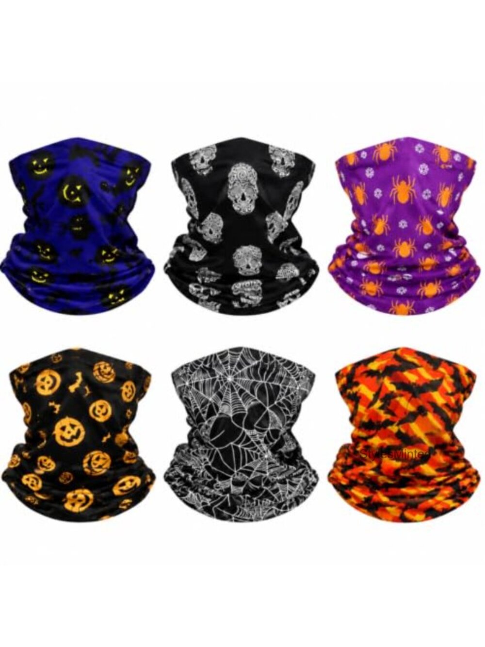 6 Pc Halloween Neck Gaiter Seamless Face Mask Balaclava Multi-way Headband